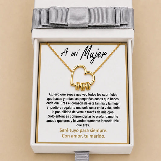 Collar Corazón Eterno – "Amor, Familia, Para Siempre"