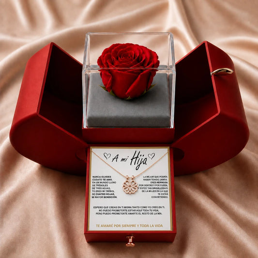 Regalo especial - Rosa eterna y collar "A Mi Hija"