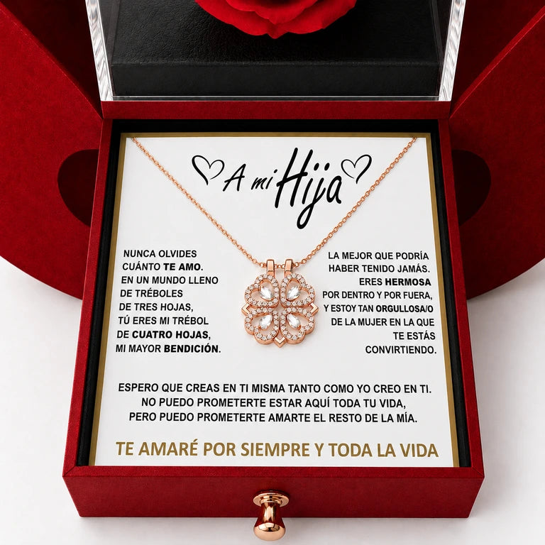 Regalo especial - Rosa eterna y collar "A Mi Hija"