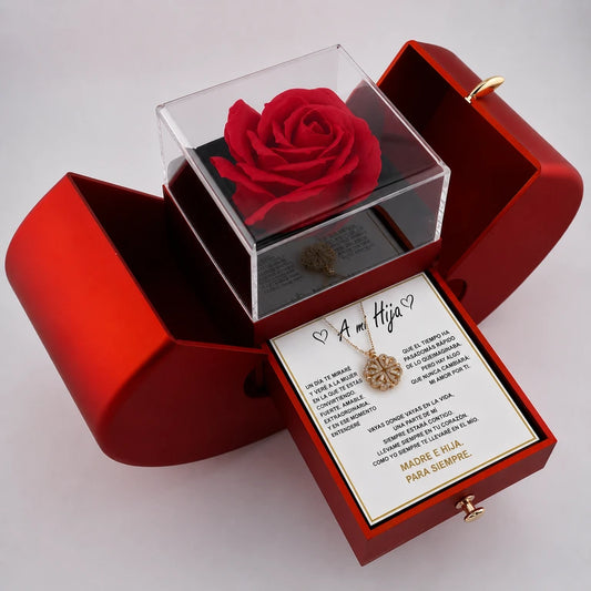Regalo especial II Rosa eterna y collar "A Mi Hija"