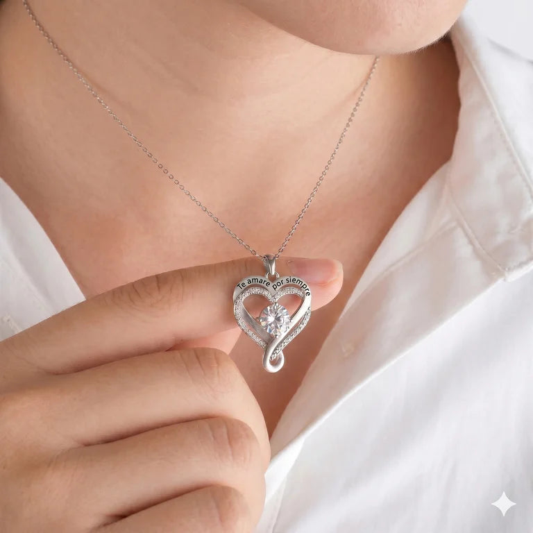 "A Mi Esposa" - Collar Corazón Para Siempre en plata pura