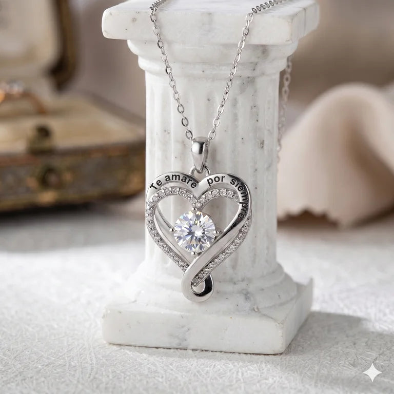 "A Mi Esposa" - Collar Corazón Para Siempre en plata pura