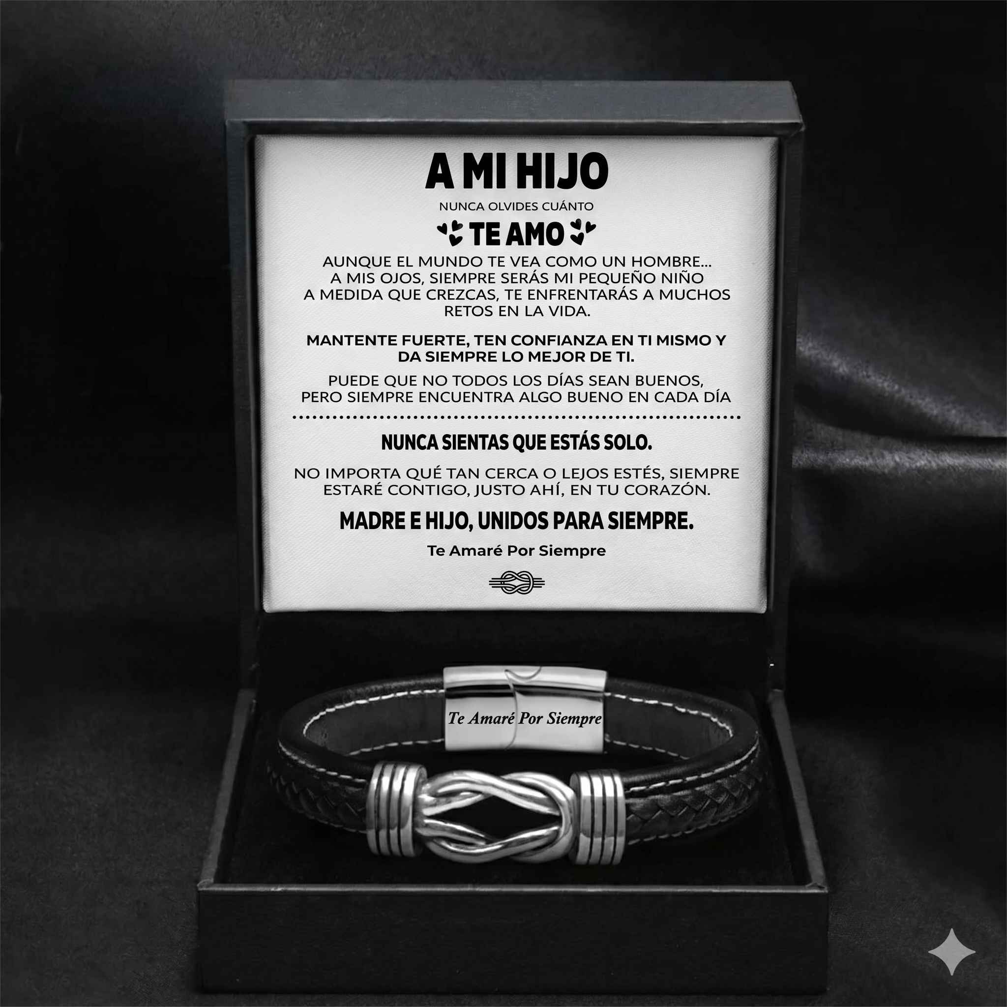 A MI HIJO | SIEMPRE UNIDOS | PULSERA DE CUERO
