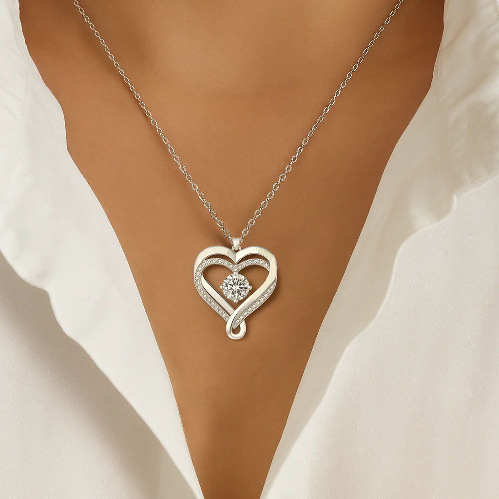 "A Mi Esposa" Collar Corazón Para Siempre en plata pura