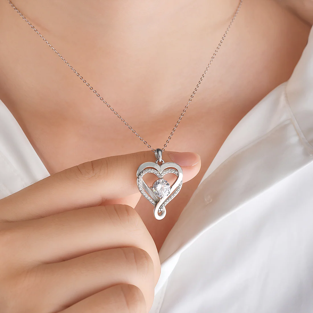 "A Mi Esposa" - Collar Corazón Para Siempre en plata pura