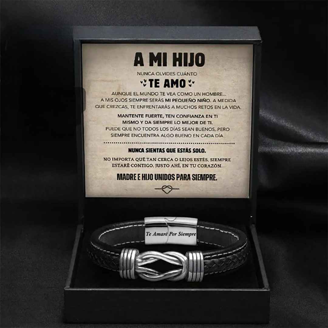 A MI HIJO | SIEMPRE UNIDOS | PULSERA DE CUERO