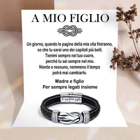 A Mio Figlio | Bracciale in Pelle per un Legame Indissolubile